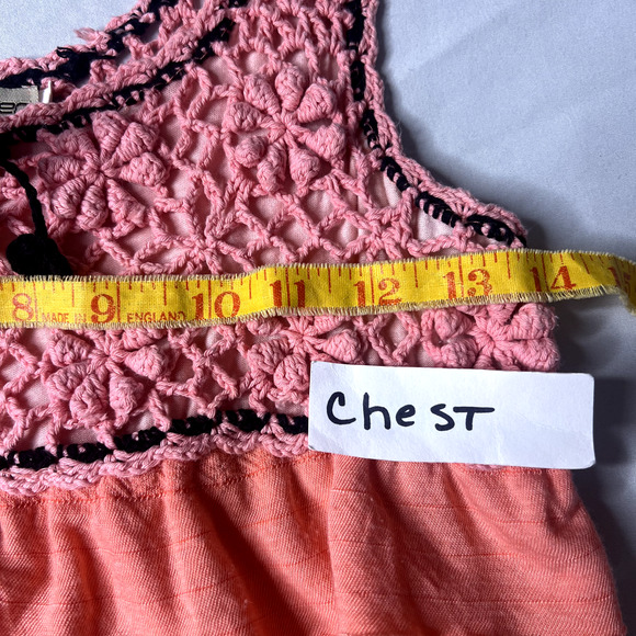 Moon River Womens Size Small Midi Dress Ruffle Crochet Flapper Tank Striped BOHO - Picture 7 of 12